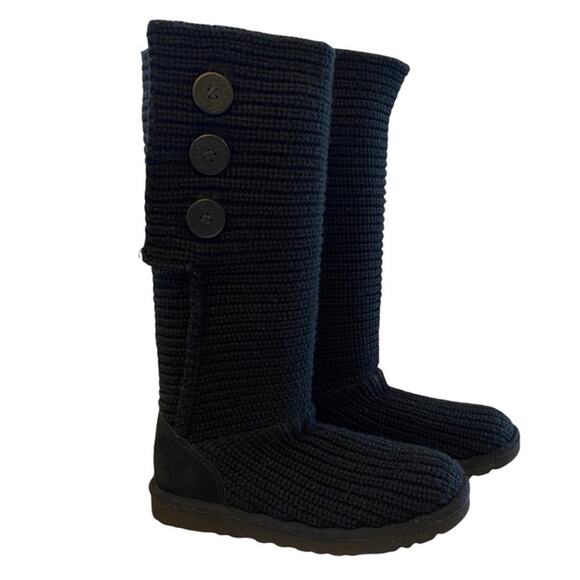 UGG Cardy Black 3 Button High Low Winter Warm Women's Boots 8 - Picture 2 of 10